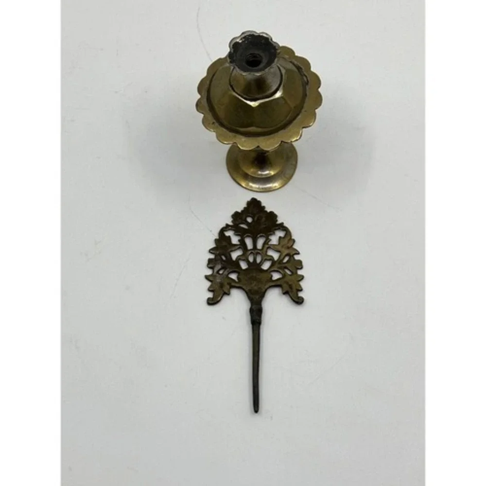 Unbranded Kohl‎ Pot Surmadani Vintage Gold Good Brass Ornate Filigree Wand